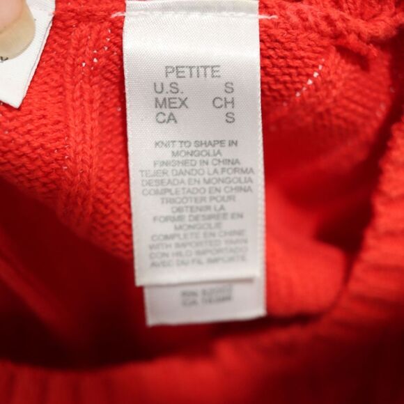 Villager Petite Small 100% Cotton Red Cable Knit Sweater Scoop Neck Pullover - Picture 12 of 14